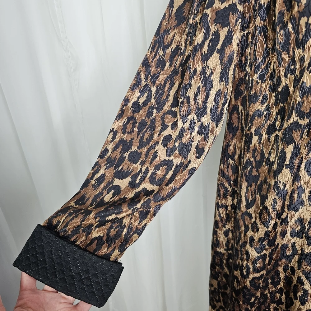 Vintage Kathleen Usherwood Leopard Print House Coat House Dress Caftan Mumu Sm